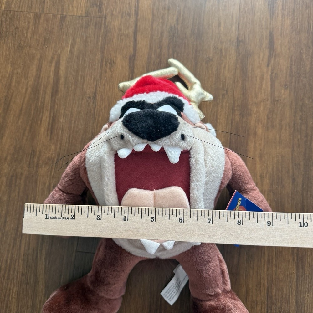 Vtg TAZ Tasmanian Devil Christmas Plush Stuffed Reindeer Santa Looney Tunes Tags - Picture 12 of 12